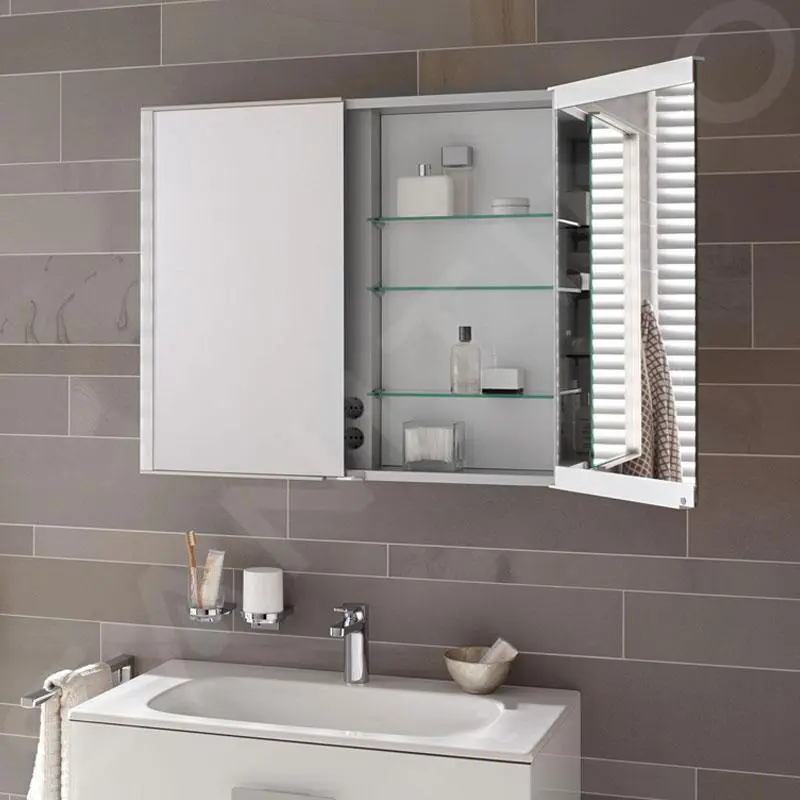 Keuco Royal Match - Armario Con Espejo E Iluminación LED, Empotrable, 650x700x149 Mm, Plata Anodizada 12811171311 - Imagen 5