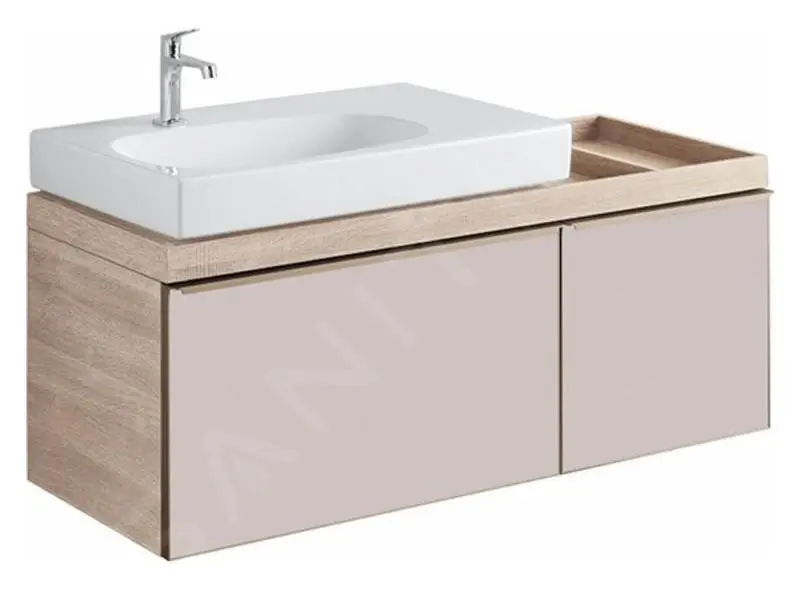 Geberit Citterio - Armario Bajo El Lavabo 750 Mm, Con Superficie De Almacenamiento, Gris Marrón Brillante/ Roble Beige 500.562.JI.1