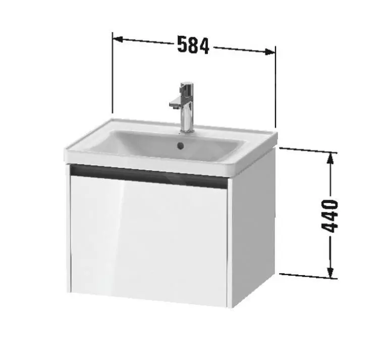 Duravit Ketho.2 - Mueble De Lavabo 440x584x455 Mm, 1 Cajón, Blanco Mate K25081018180000 - Imagen 2