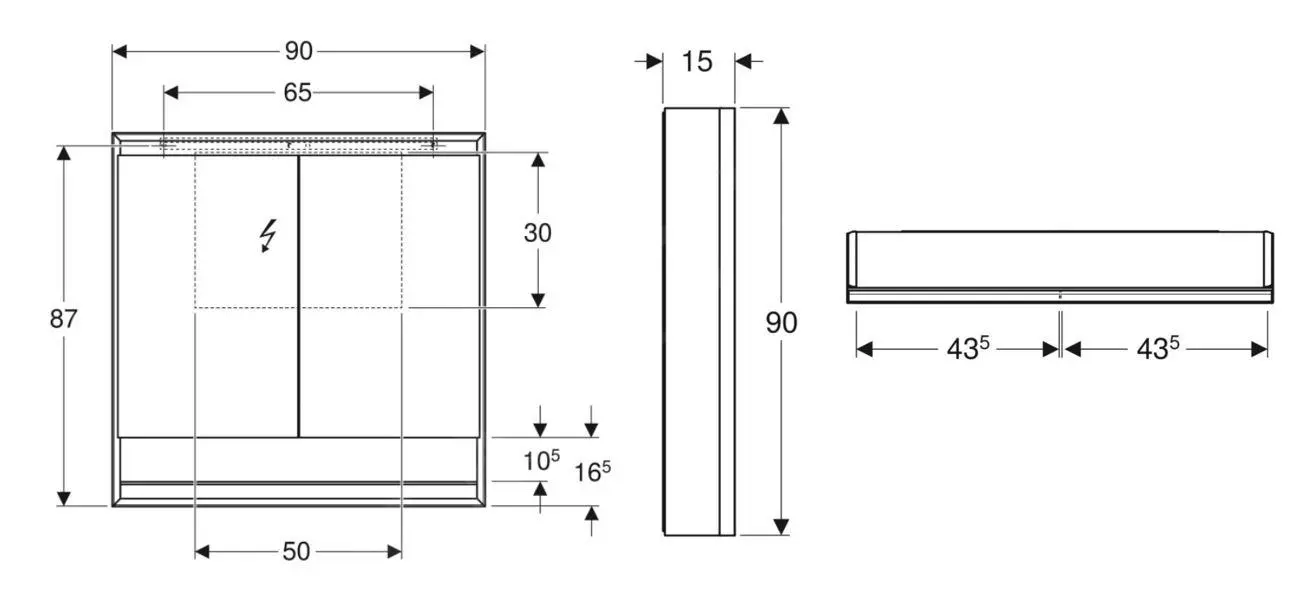 Geberit ONE - Mueble Con Espejo Con Iluminación LED, 900x900x150 Mm, 2 Puertas, Con Nicho, Blanco 505.833.00.2 - Imagen 2