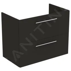 Ideal Standard I.Life A - Mueble Bajo Lavabo, 800x440x630 Mm, 2 Cajones, Gris De Carbon Mate T5256NV