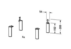 Duravit Accesorios - Pies De Pedestal, 4 Unidades, Cromo UV999400000