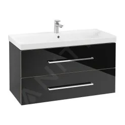 Villeroy & Boch Avento - Mueble De Lavabo, 980x514x452 Mm, 2 Cajones, Crystal Black A89200B3