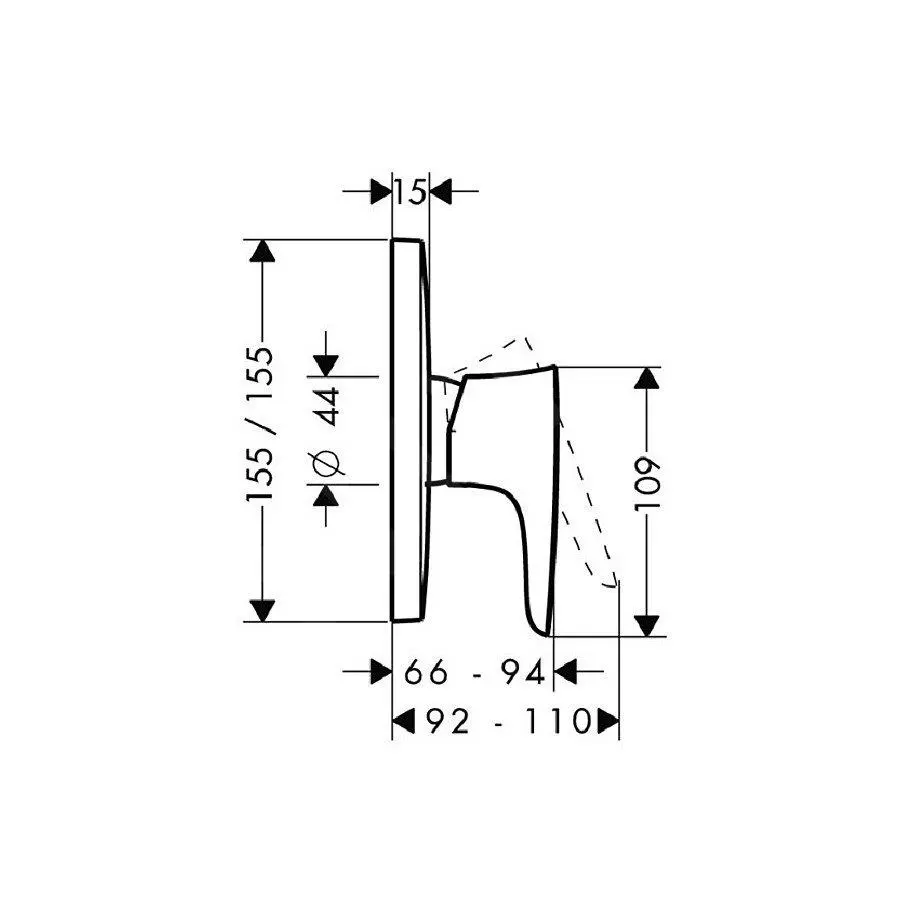 Hansgrohe PuraVida - Grifo Empotrado De Ducha, Cromo 15665000 - Imagen 2