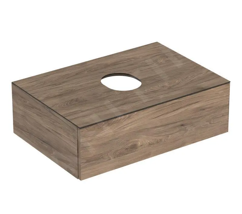 Geberit VariForm - Mueble De Lavabo, 750x510x235 Mm, 1 Cajón Y Tapón De Olores, Nogal 501.162.00.1