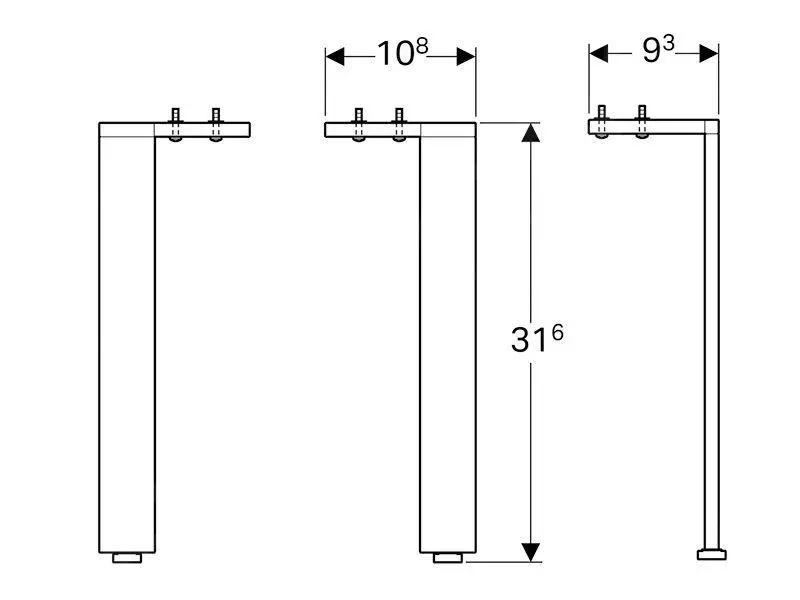 Geberit Acanto - Pies Para Armarios 316 Mm, Aluminio/cromo 500.657.00.2 - Imagen 2