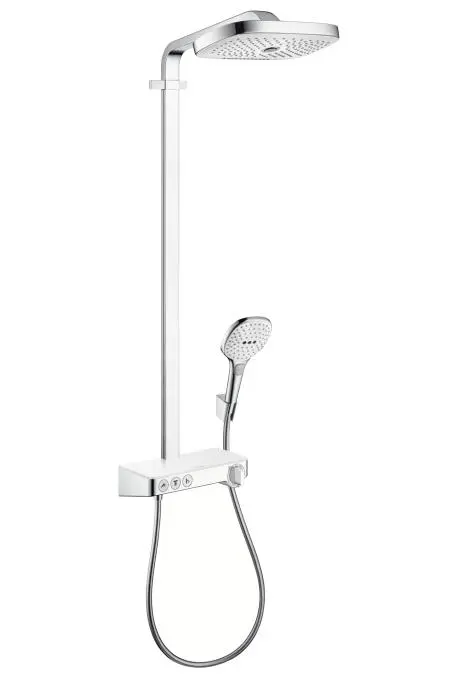 Hansgrohe Raindance Select E - Conjunto De Ducha Showerpipe 300 Con Termostato ShowerTablet Select, 3 Chorros, Blanco/cromo 27127400