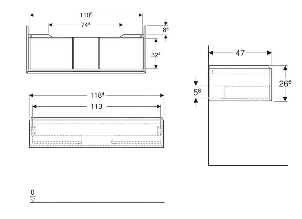 Geberit ONE - Mueble De Lavabo 118x27x47 Cm, 1 Cajón, Roble 505.075.00.5 - Imagen 2