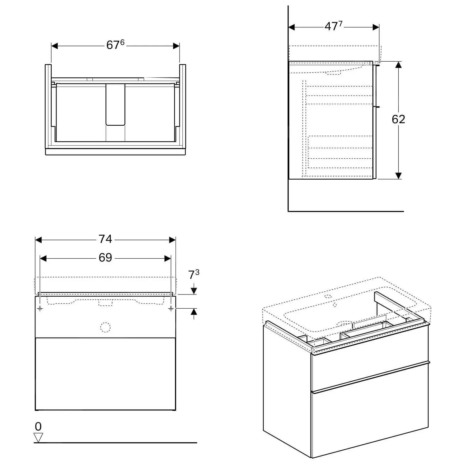 Geberit ICon - Armario Bajo El Lavabo 750 Mm, Roble Natural 841377000 - Imagen 2