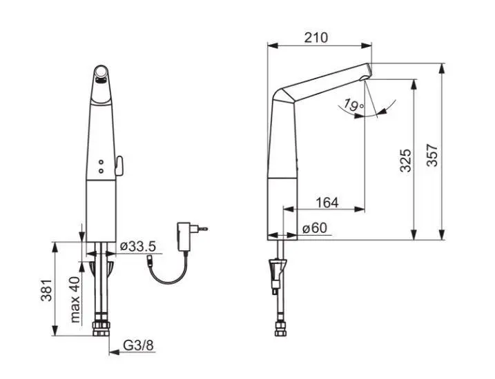 Hansa Designo - Grifo Automático De Lavabo, Alimentación De Red, Bluetooth, Cromo 51942211 - Imagen 2