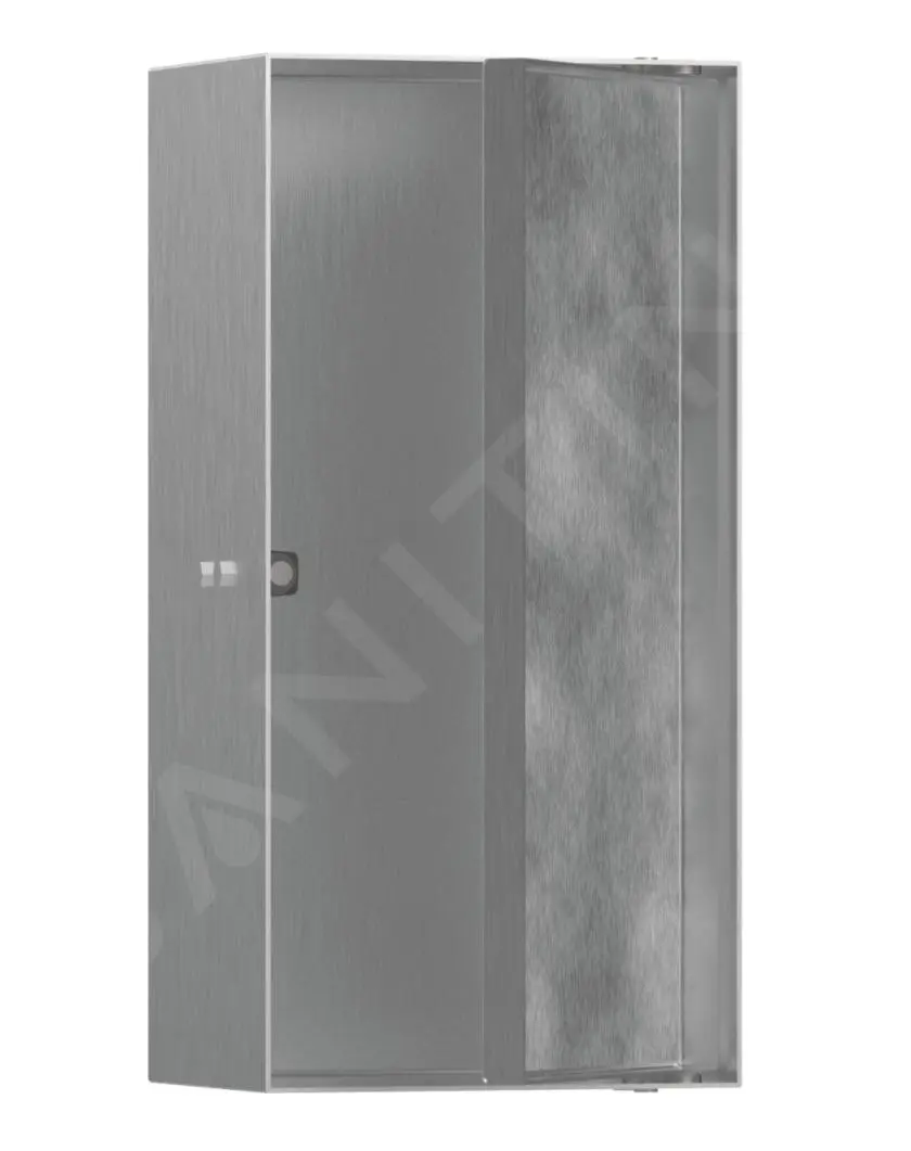 Hansgrohe XtraStoris Rock - Hornacina De Pared Con Puerta Alicatable, 300x150x100 Mm, Acero Inoxidable Cepillado 56082800