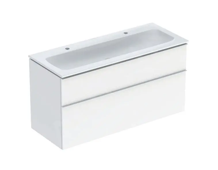 Geberit ICon - Mueble Con Lavabo Doble, 118x48x63 Cm, 2 Cajones, Blanco Brillante 502.338.01.1