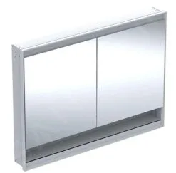 Geberit ONE - Mueble Con Espejo Con Iluminación LED, 1200x900x150 Mm, 2 Puertas, Con Nicho, Empotrable, Aluminio 505.825.00.1