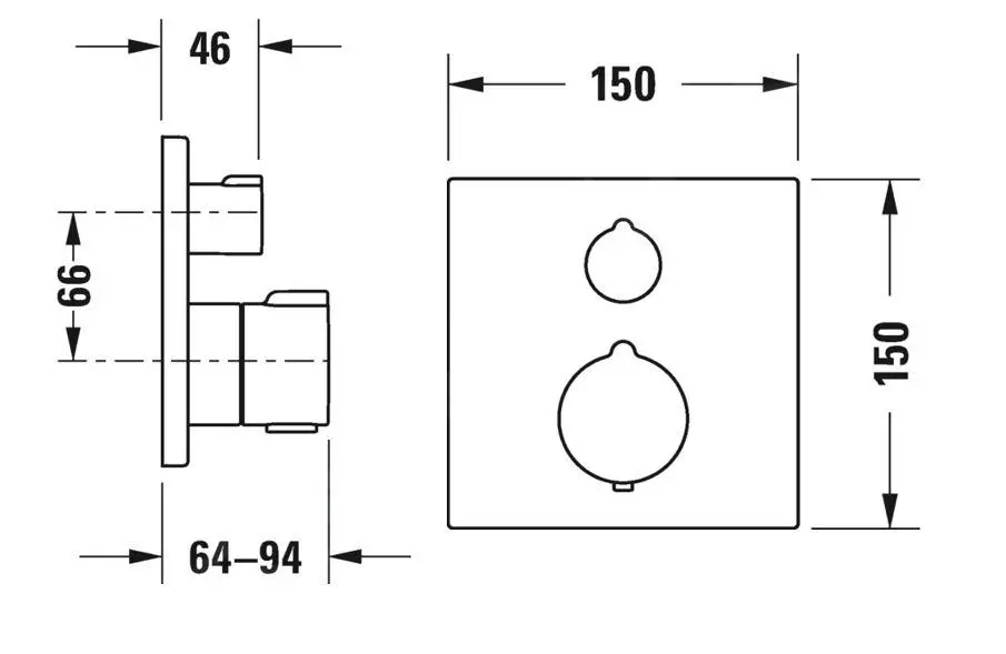 Duravit C.1 - Grifo Termostático Empotrado De Ducha, Para 2 Dispositivos, Cromo C14200013010 - Imagen 2