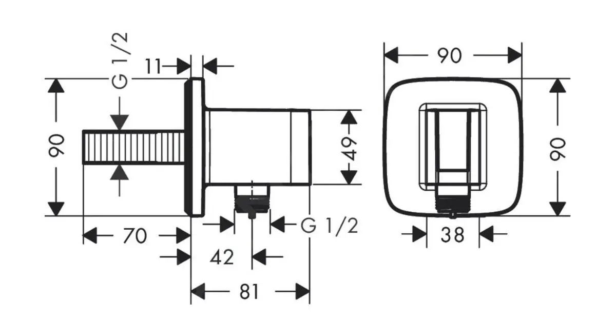 Hansgrohe Fixfit - Codo De Ducha Con Soporte, Cromo Negro Cepillado 26887340 - Imagen 2