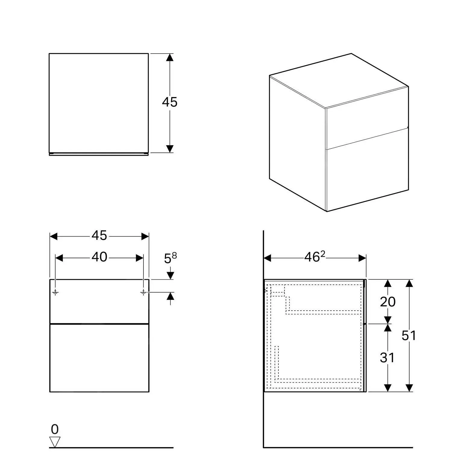 Geberit Xeno 2 - Armario Lateral 450x510 Mm Con Cajones, Blanco Brillante 500.504.01.1 - Imagen 2