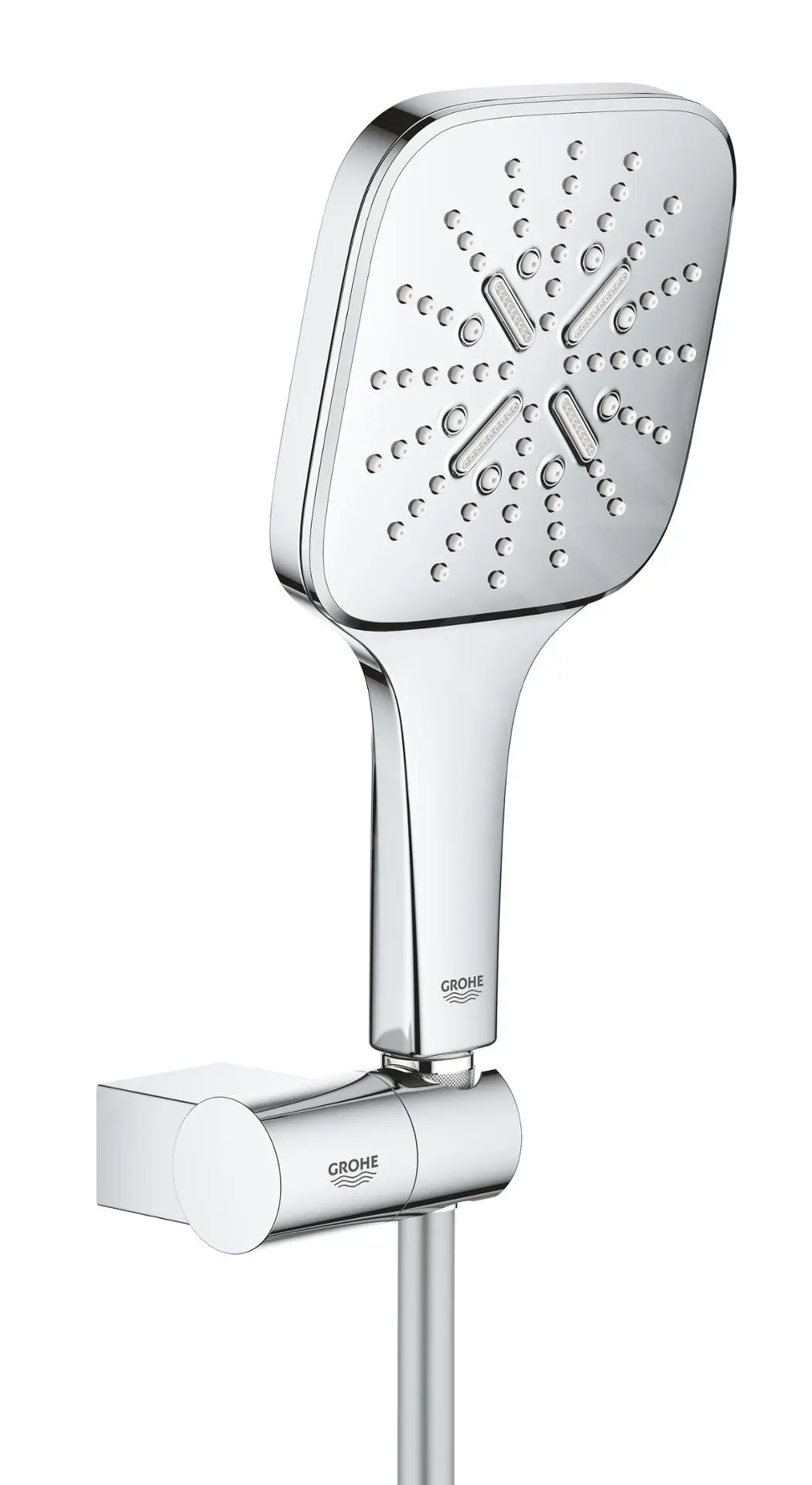 Grohe Rainshower SmartActive Cube - Conjunto De Alcachofa De Ducha 130 9,5 L/min, 3 Chorros, Soporte Y Mangueras, Cromo 26588000