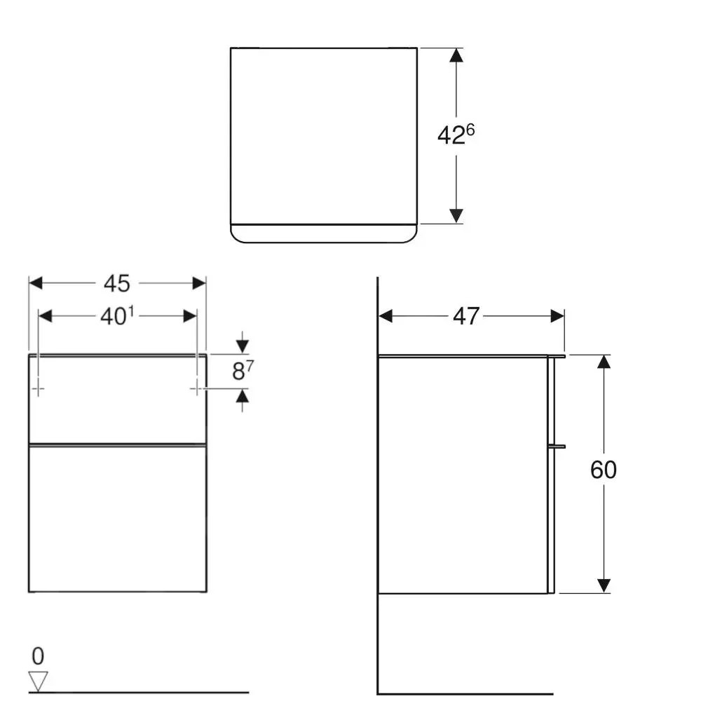Geberit Smyle Square - Mueble Lateral, 2 Cajones, Lava 500.357.JK.1 - Imagen 2