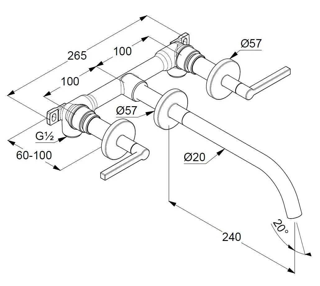 Kludi Nova Fonte - Grifo De Lavabo Empotrado, 3 Orificios, Negro Mate 201463915 - Imagen 2