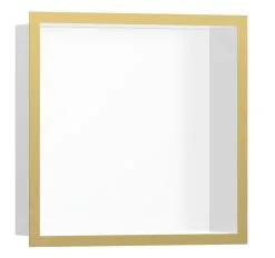 Hansgrohe XtraStoris Individual - Honracina De Pared Con Marco Decorativo, 300x300x100 Mm, Blanco Mate/aspecto De Oro Pulido 56099990