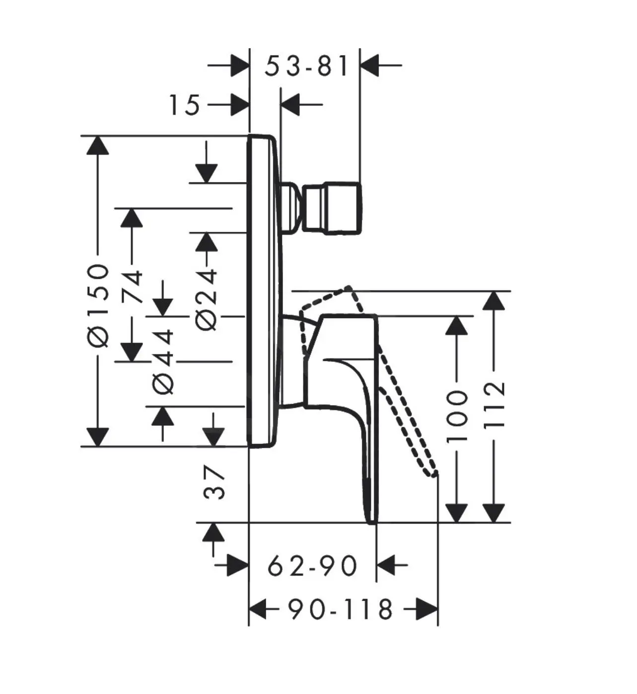 Hansgrohe Rebris E - Grifo Empotrado De Ba?era, Cromo 72468000 - Imagen 2