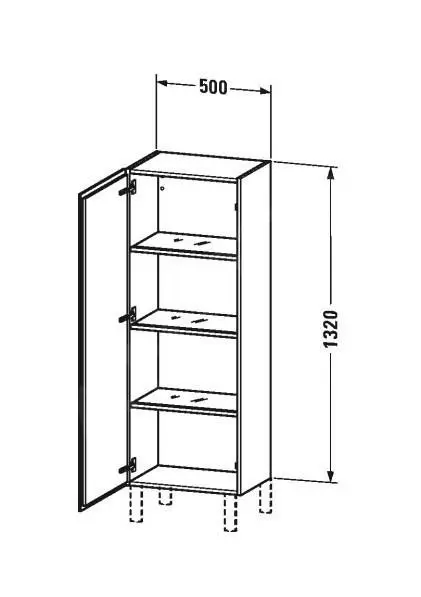 Duravit L-Cube - Armario Alto 1320x500x363 Mm, Izquierda, Blanco Brillante LC1179L2222 - Imagen 2