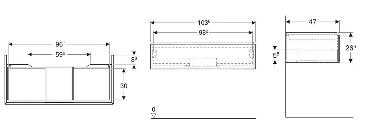 Geberit ONE - Mueble De Lavabo 104x27x47 Cm, 1 Cajón, Lava 505.074.00.3 - Imagen 2