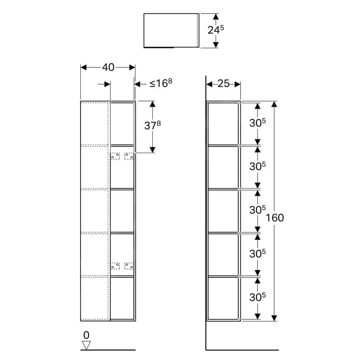 Geberit Citterio - Armario Con Estantes 1600x400 Mm Con Espejo, Roble Gris-marrón 500.569.JJ.1 - Imagen 2