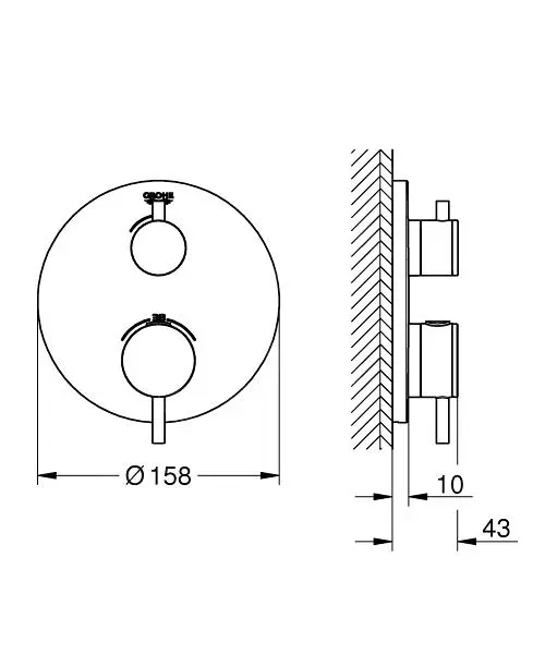 Grohe Atrio - Grifo Empotrado Termostático De Ducha, Hard Grifo Cepillado 24134AL3 - Imagen 2
