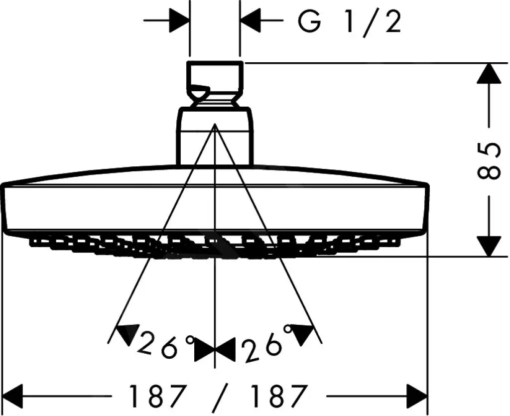 Hansgrohe Croma Select E - Rociador De Ducha 180, 2 Chorros, EcoSmart 9 L/min, Cromo 26528000 - Imagen 2