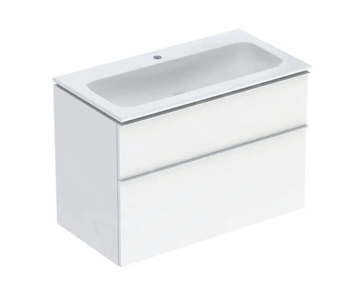 Geberit ICon - Mueble Con Lavabo, 90x48x63 Cm, 2 Cajones, KeraTect, Blanco Brillante 502.333.01.1
