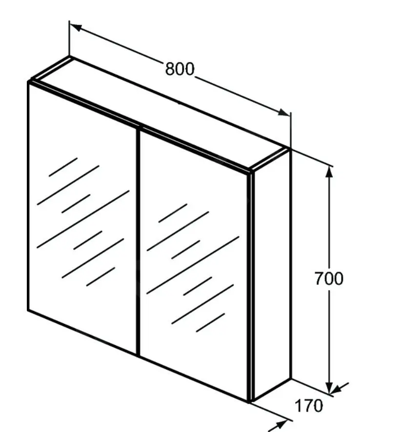 Ideal Standard Mirror&Light - Armario Con Espejo 800x700 Mm, Aluminio T3591AL - Imagen 2
