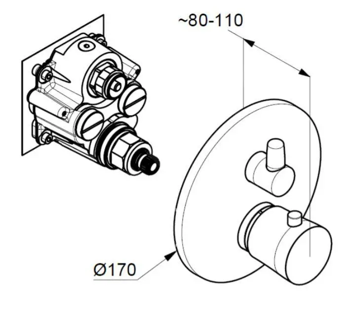 Kludi Balance - Grifo De Ducha Termostático Empotrado, Negro Mate/cromo 528358775 - Imagen 2