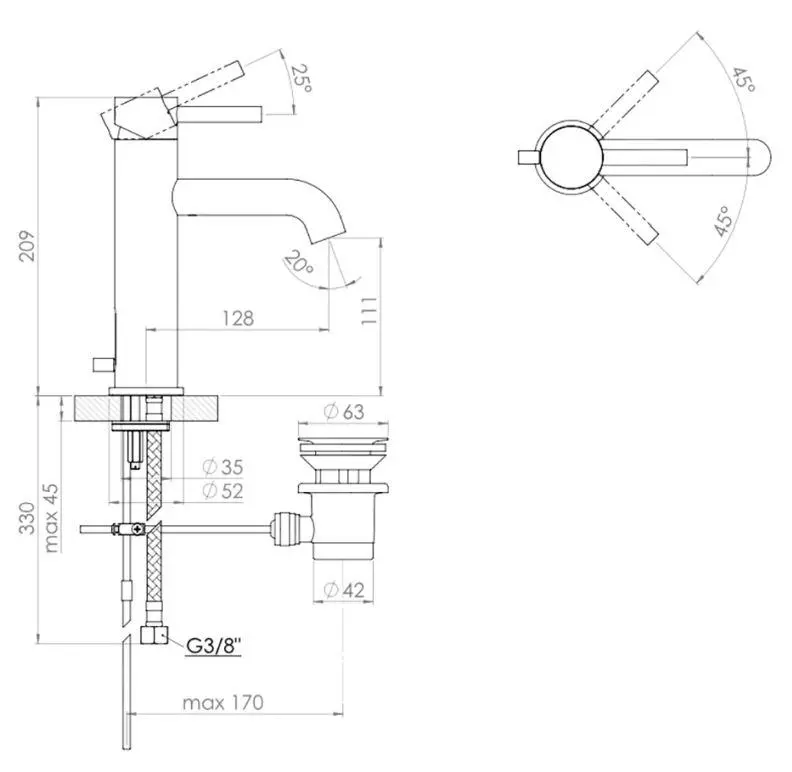 Steinberg 100 - Grifo De Lavabo, Con Desagüe, Negro Mate 100 1755 S - Imagen 2