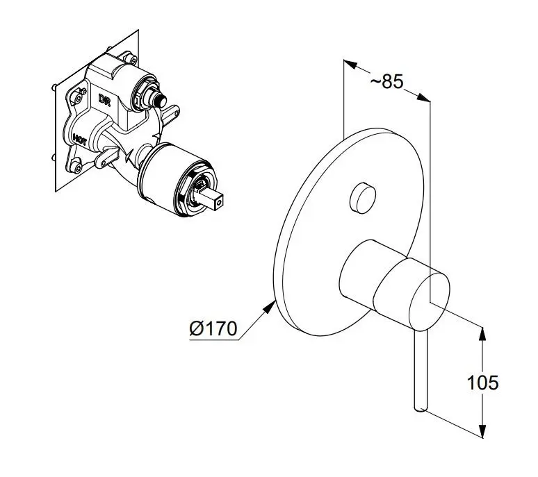 Kludi Bozz - Grifo Empotrado Para 2 Dispositivos, Negro Mate 386593976 - Imagen 2