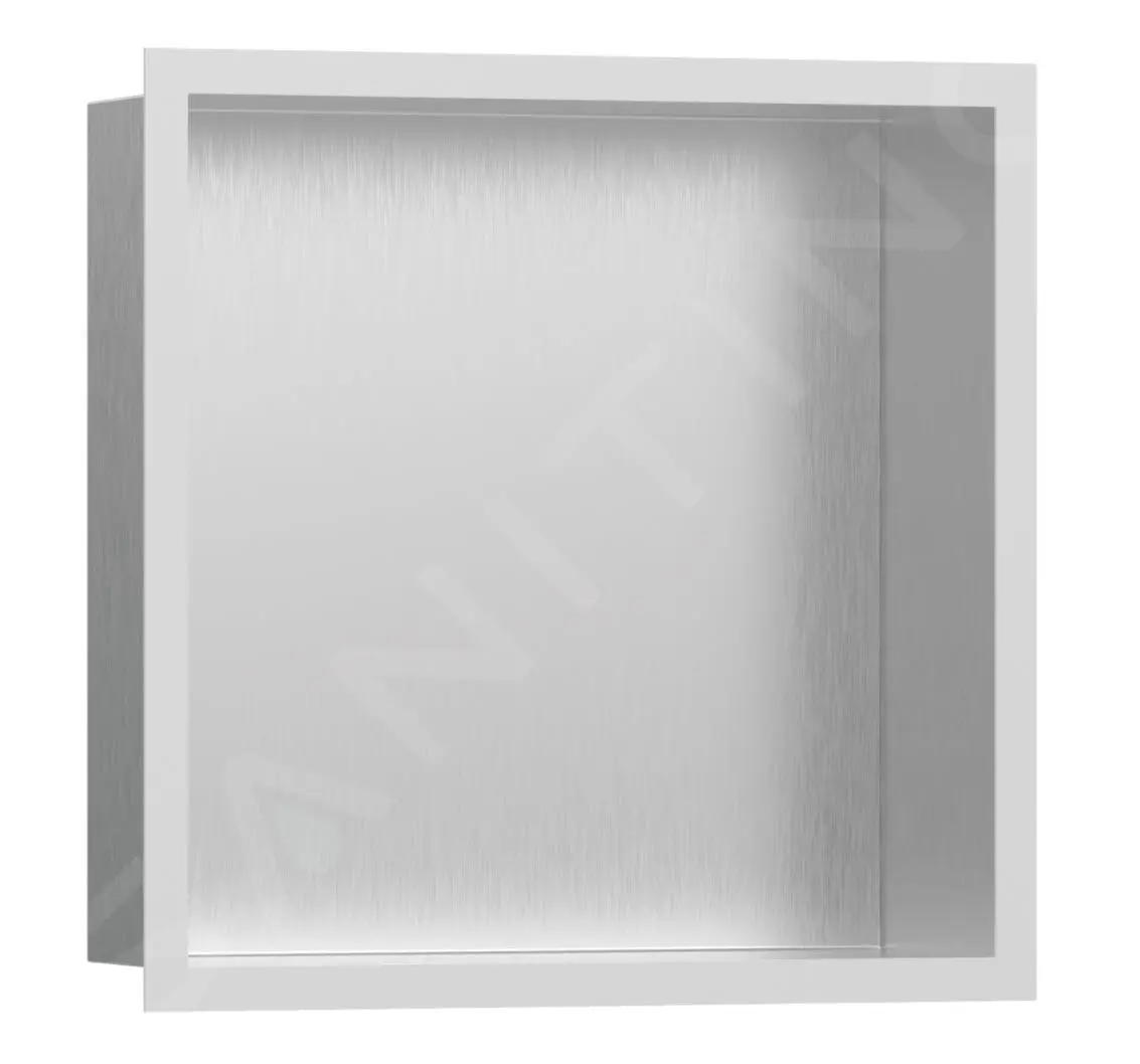 Hansgrohe XtraStoris Individual - Honracina De Pared Con Marco Decorativo, 300x300x100 Mm, Acero Inoxidable Cepillado/blanco Mate 56097700