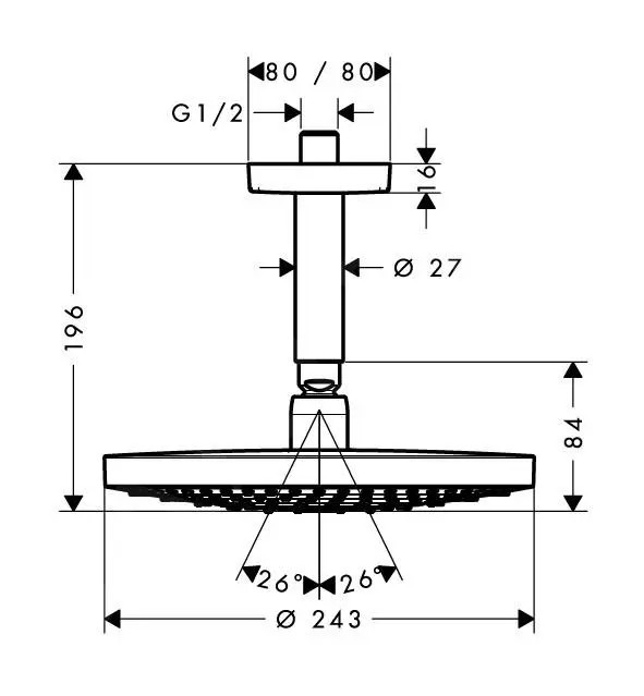Hansgrohe Raindance Select S - Rociador De Ducha 240, 2 Chorros, Brazo De Ducha 100 Mm, Blanco/cromo 26467400 - Imagen 2