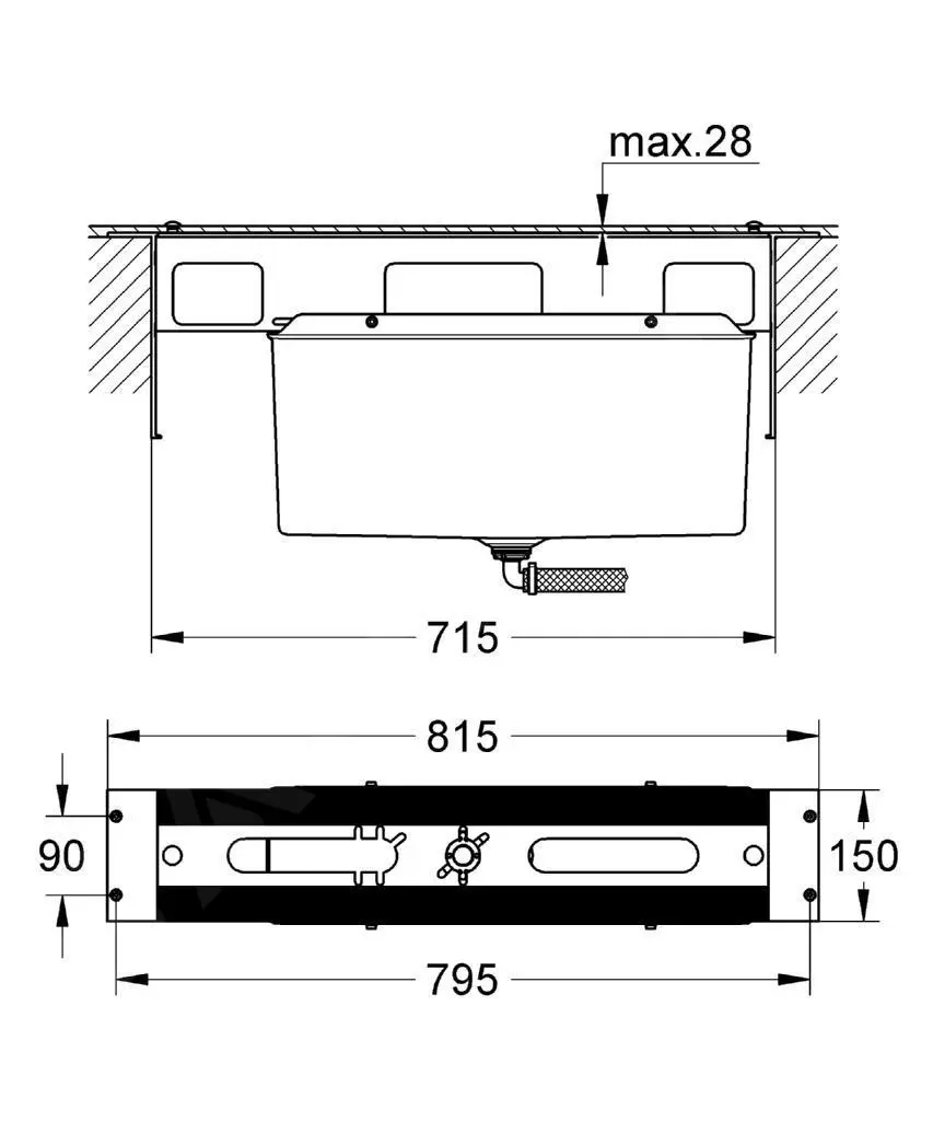 Grohe Cuerpos De Montaje - Cuerpo De Montaje Para Grifo De Borde De Bañera, Instalación De 4/5 Orificios 29037000 - Imagen 2