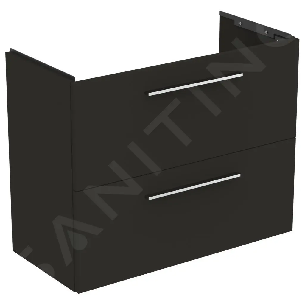 Ideal Standard I.Life S - Mueble Bajo Lavabo, 800x375x630 Mm, 2 Cajones, Gris De Carbon Mate T5295NV