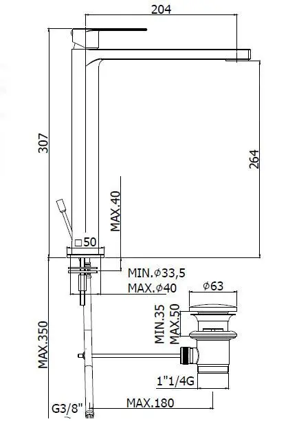 Paffoni Tango - Grifo De Lavabo Con Desagüe, Cromo TA085CR - Imagen 2