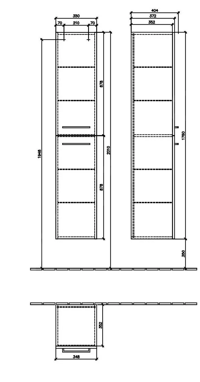 Villeroy & Boch Avento - Armario Alto, 350x1760x372 Mm, 2 Puertas, Crystal Black A89401B3 - Imagen 2