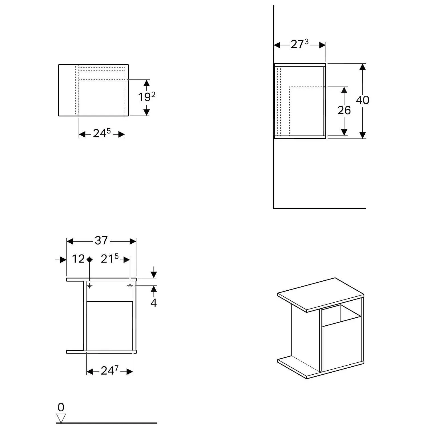 Geberit ICon - Estante Lateral 370x400x273 Mm Con Compartimento, Lava 841238000 - Imagen 2