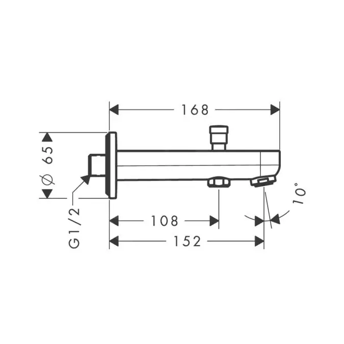 Hansgrohe Metris S - Caño De Bañera Con Inversor 152 Mm, Cromo 31417000 - Imagen 2