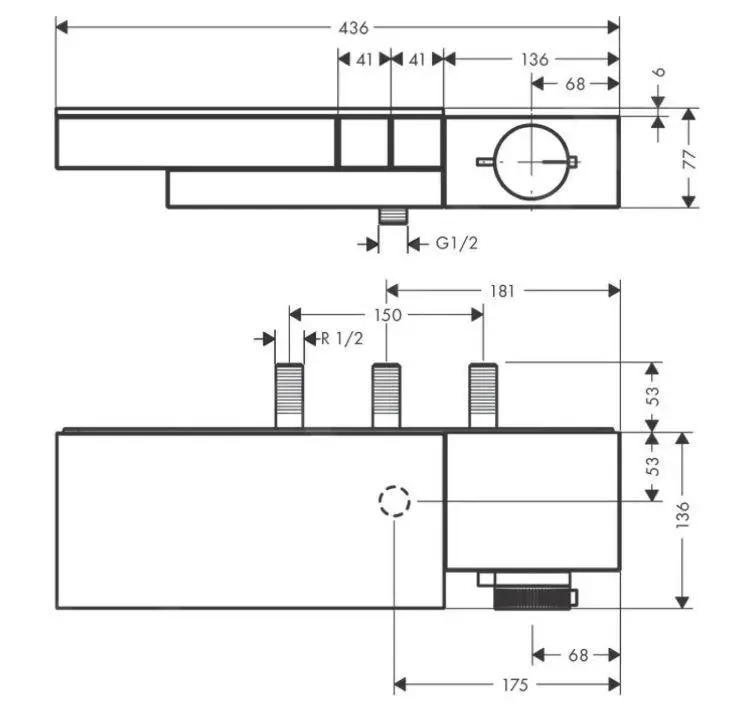 Axor Edge - Grifo Empotrado Para 2 Dispositivos, Cromo/corte De Diamante 46241000 - Imagen 2