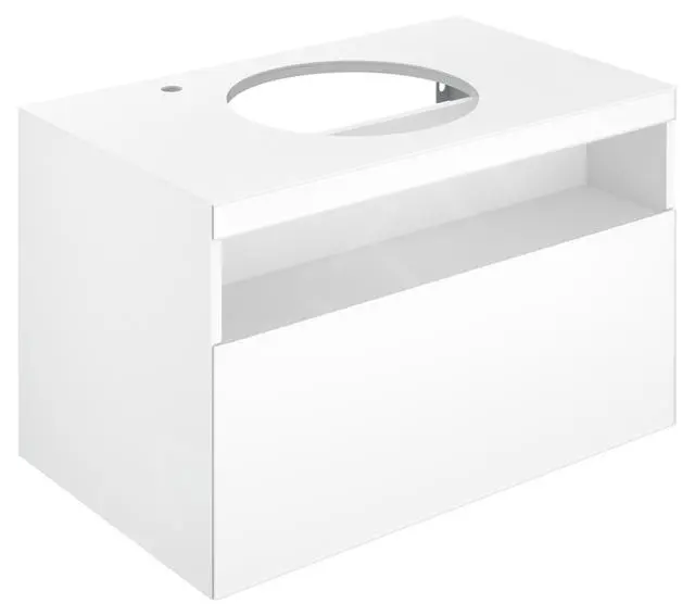 Keuco Stageline - Mueble Para Lavabo, 800x550x490 Mm, Orificio Para Grifo A La Izquierda, Con Iluminación A USB, Blanco 32864300100