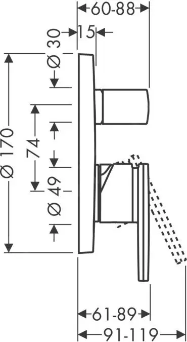 Axor Citterio - Grifo Empotrado De Bañera, Cromo 39455000 - Imagen 2