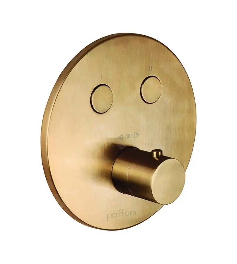 Paffoni Compact Box - Grifo Empotrado Termostático, Para 2 Dispositivos, Oro Cepillado CPT018HGSP