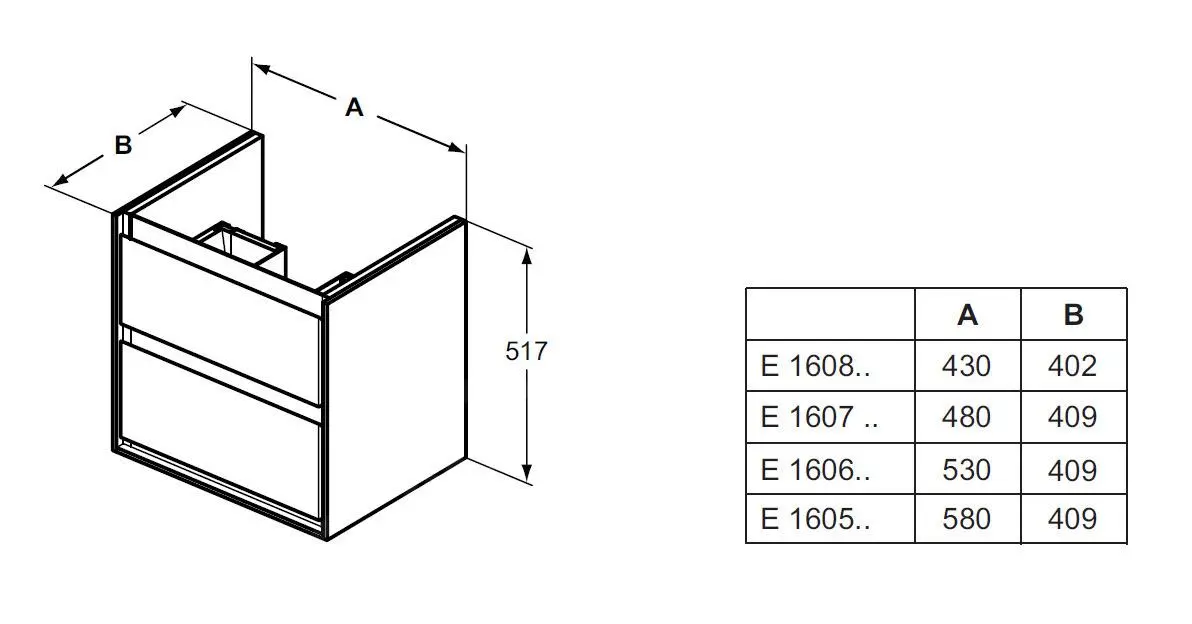 Ideal Standard Connect Air - Mueble De Lavabo 530x409x517 Mm, Madera Clara/marrón Claro Mate Laca E1606UK - Imagen 2