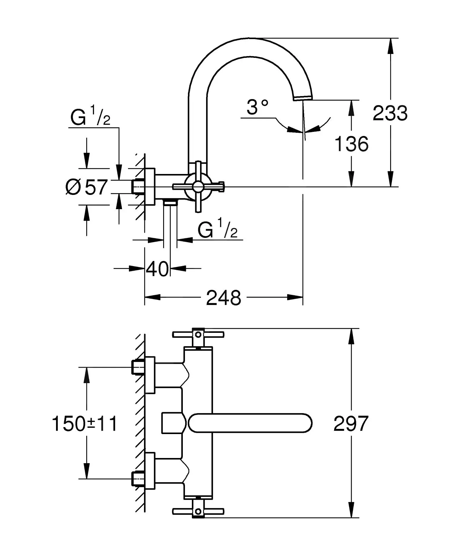 Grohe Atrio - Grifo De Bañera, Hard Graphite Cepillado 25010AL3 - Imagen 2