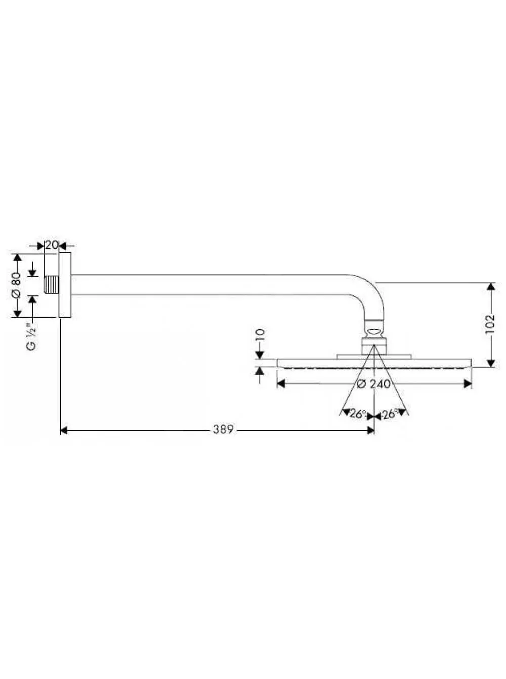 Hansgrohe Raindance - Rociador De Ducha S 240 Air 1 Jet Con Brazo De Ducha 390 Mm, Cromo 27474000 - Imagen 2